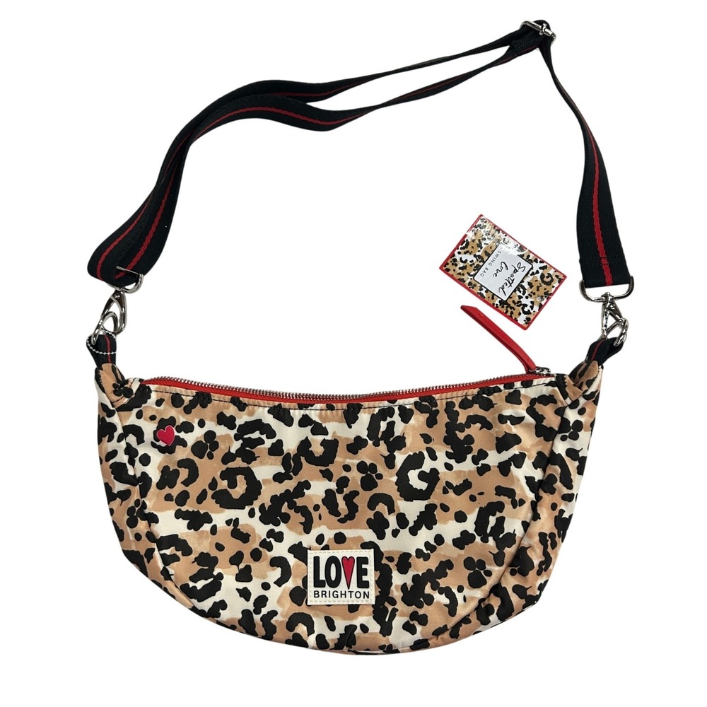 Brighton‎ Spotted Love Leopard Print Crescent Swing Bag OS Tan Y2K Indie Sleaze